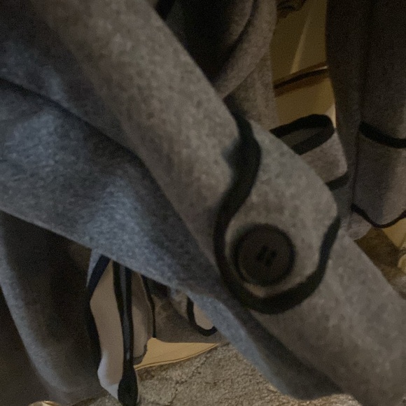 Shein, grey with contrast trim jacket, belted- trench style - Picture 6 of 7